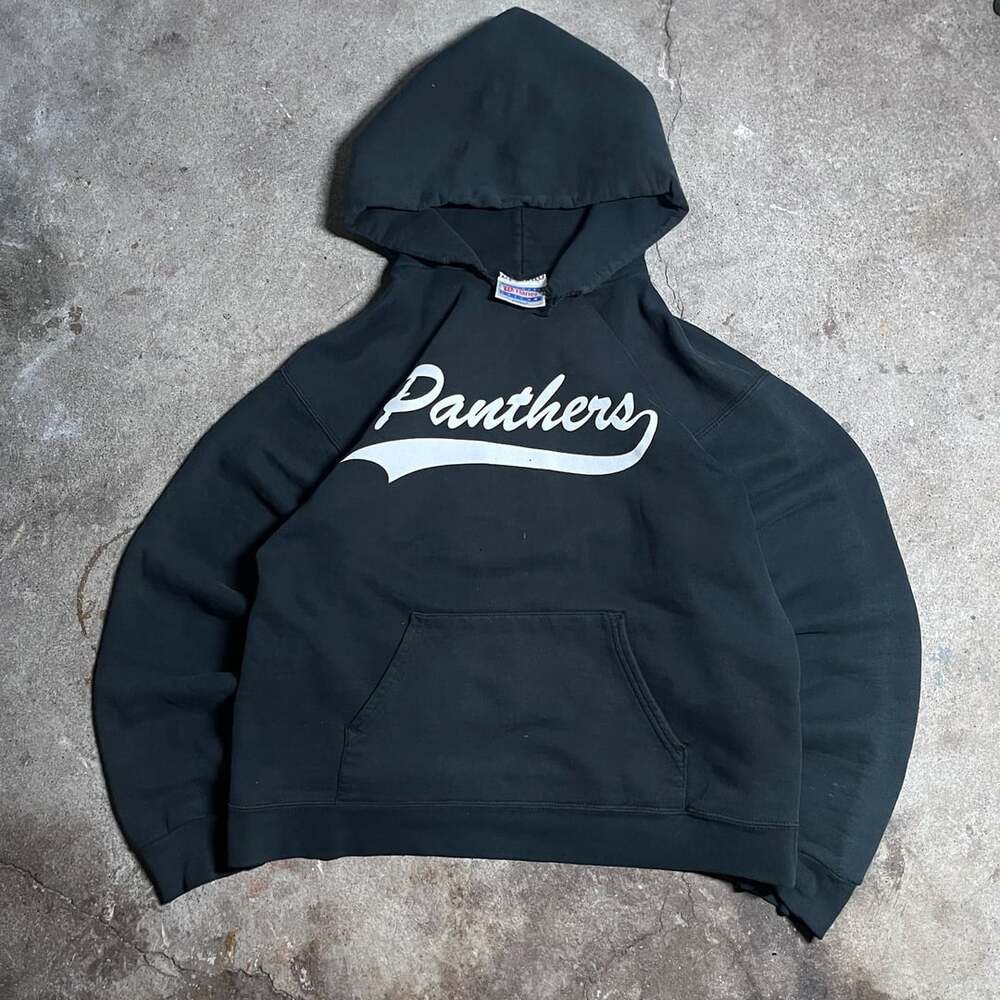 90s Hanes Ultimate Cotton PrintPro Panthers Claw Graphic Black Hoodie
